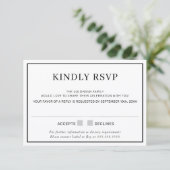 Invitation RÉPONSE RSVP simple bordure minimale noire (Debout devant)