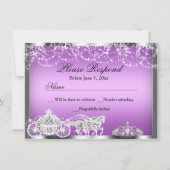 Invitation Réponse RSVP Thème Princesse Étincelle Violette (Devant)