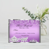 Invitation Réponse RSVP Thème Princesse Purple Sparkle (Debout devant)
