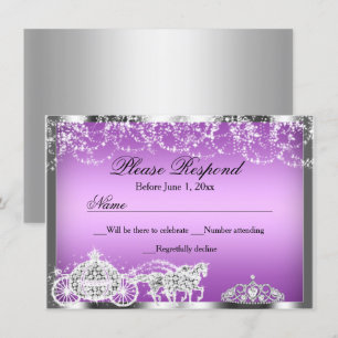 Invitation Réponse RSVP Thème Princesse Purple Sparkle