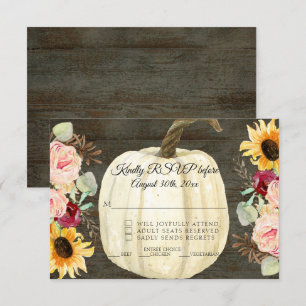 Invitation Réponse RSVP Tournesol Floral Bourgogne et Citroui