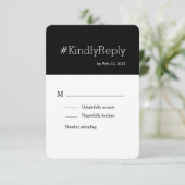 Invitation Réponse s'il vous plaît mariage chic noir et blanc (Debout devant)