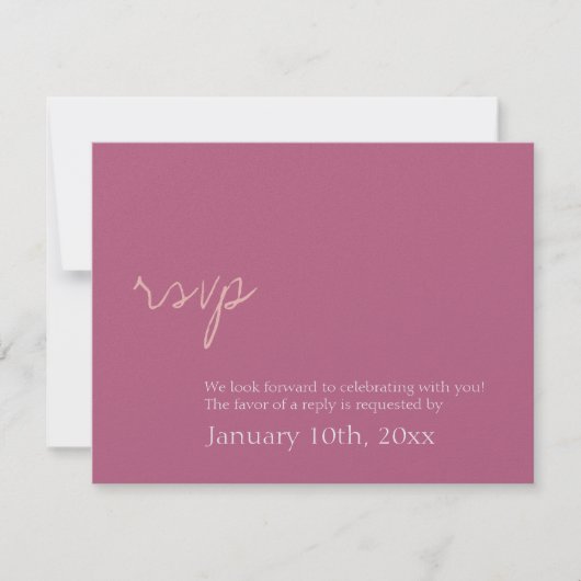 Invitation Réponse simple et chic avec scintillement rose pou (Devant)