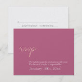 Invitation Réponse simple et chic avec scintillement rose pou (Devant / Derrière)