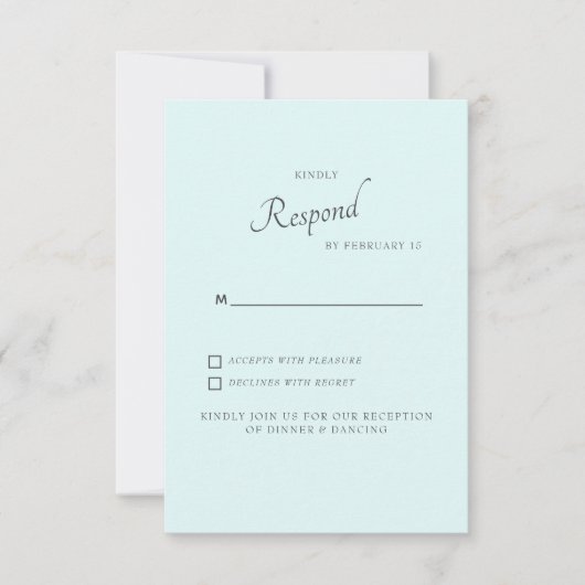 Invitation Réponse simple mariage Seafoam (Devant)