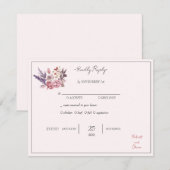 Invitation "Réponse souhaitée pour Élégante Félicité Florale (Devant / Derrière)