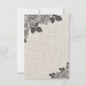 Invitation Réponses de mariage en lin avec des roses noires e (Dos)