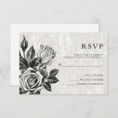 Invitation Réponses de mariage noir et blanc avec des roses v (Devant / Derrière)