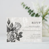 Invitation Réponses Mariage Edgy Victorian Roses Noir et Blan (Debout devant)