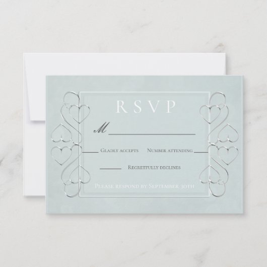 Invitation Réponses pour le Menu de Mariage Bleu Clair Élégan (Devant)