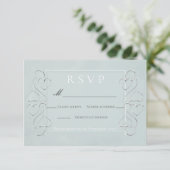 Invitation Réponses pour le Menu de Mariage Bleu Clair Élégan (Debout devant)