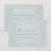 Invitation Réponses pour le Menu de Mariage Bleu Clair Élégan (Devant / Derrière)