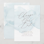 Invitation Report de date avec lavis aquarelle douce Change t (Devant / Derrière)