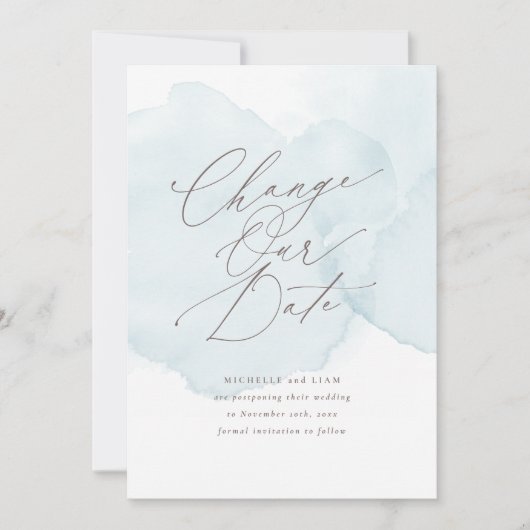 Invitation Report de date avec lavis d'aquarelle douce Change (Devant)
