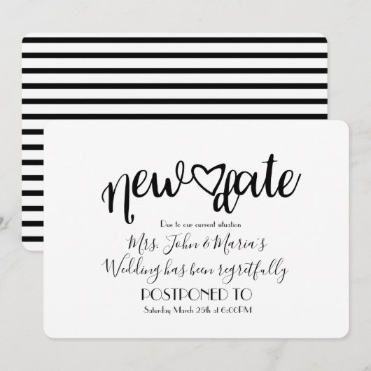 Invitation Report de date de mariage moderne Annulation (Devant / Derrière)