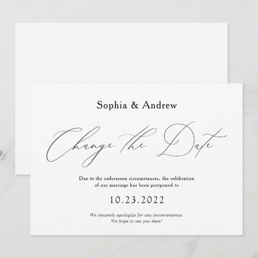 Invitation Report de date de mariage simple (Devant / Derrière)