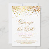 Invitation Report de date Or Confetti Papier d'Aluminium (Devant)