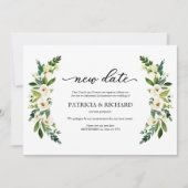 Invitation Report de mariage à nouvelle date Floral Végétal (Devant)