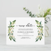Invitation Report de mariage à nouvelle date Floral Végétal (Debout devant)