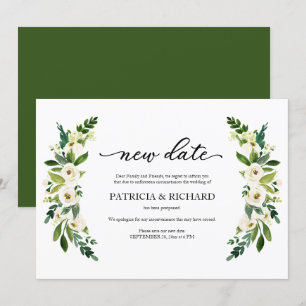 Invitation Report de mariage à nouvelle date Floral Végétal