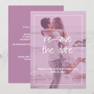 Invitation Report de mariage avec filtre rose photo moderne