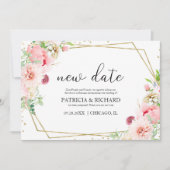 Invitation Report de mariage géométrique floral rose (Devant)