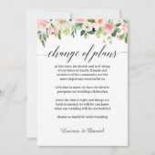 Invitation Report de mariage moderne blush Changement de plan (Devant)