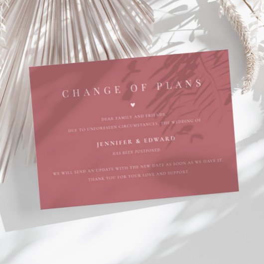 Invitation Report Mariage minimaliste rose
