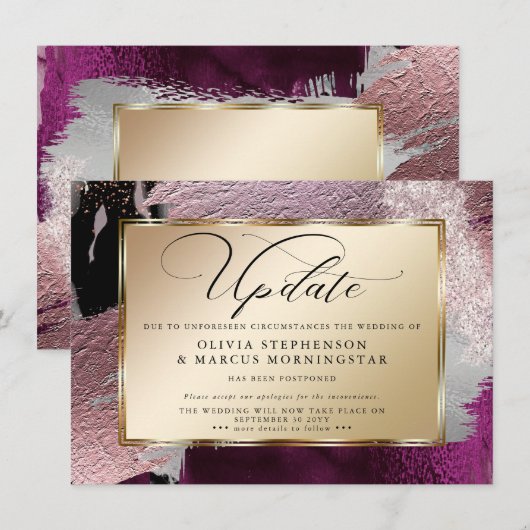 Invitation Report Moderne Abstrait Gras Vin de Cassis (Devant / Derrière)