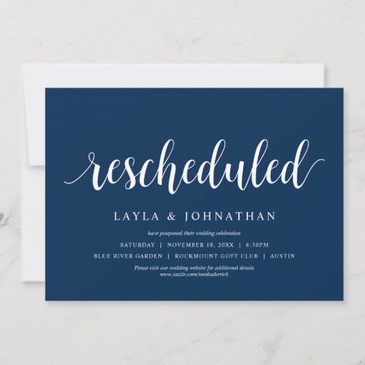 Invitation Reporté, changement de date de mariage (Devant)