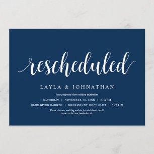 Invitation Reporté, changement de date de mariage