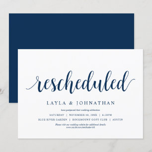 Invitation Reporté, changement de date de mariage