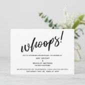 Invitation Reporté Mariage humoristique "Oups !"Faire-part (Debout devant)