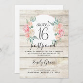 Invitation Reporté Rustique Bois Bohème Floral Douce 16 (Devant / Derrière)