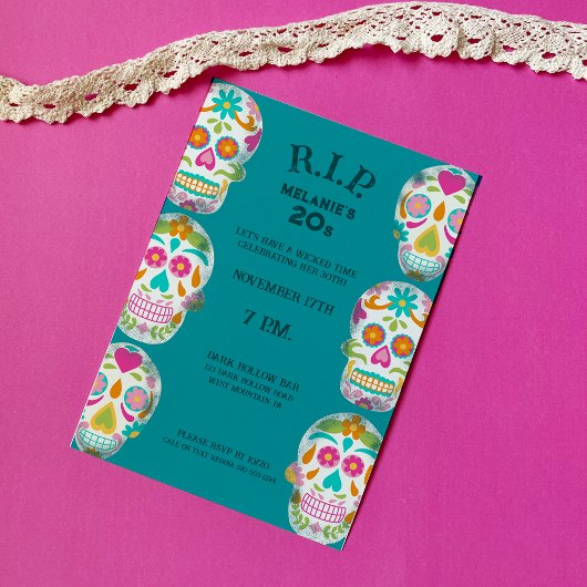 Invitation Repose en paix mes 20 ans Custom Age Sugar Skulls