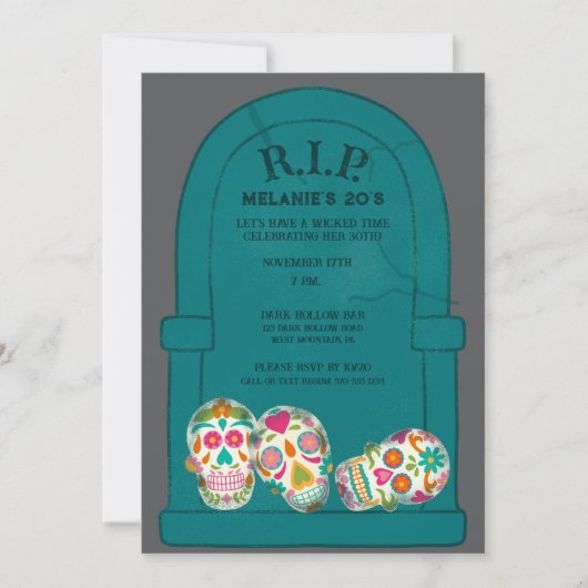 Invitation Repose en paix mes 20 ans Custom Age Tombstone, Sk (Devant)
