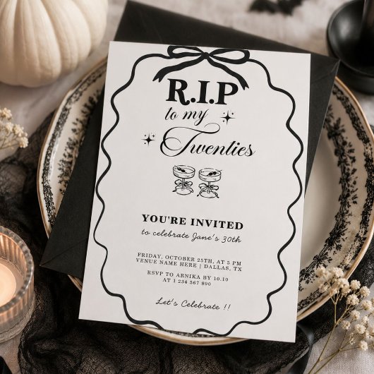 Invitation Repose éternel pour mes 20 ans, mort à ma jeunesse