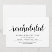 Invitation Reprogrammé, changement de date de mariage (Devant / Derrière)