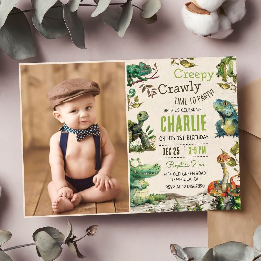 Invitation Reptile Enfants 1er anniversaire Photo
