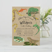 Invitation Reptile, Lizards & Amphibians Kids Birthday Kraft (Debout devant)