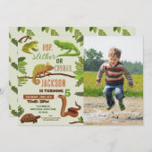 Invitation Reptiles Serpent Anniversaire Fête Photo Grenouill (Devant / Derrière)