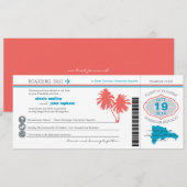 Invitation République dominicaine Boarding PassWedding Invita (Devant / Derrière)