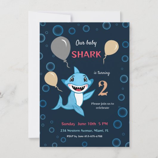 Invitation Requin bébé (Devant)
