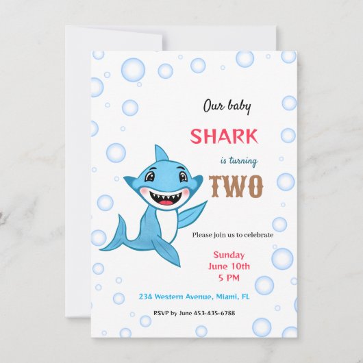 Invitation Requin bébé (Devant)