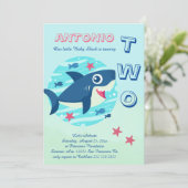 Invitation requin bébé 2e anniversaire sous la mer mignon (Debout devant)