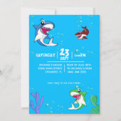 Invitation Requin Bleu Océan Enfants N'importe quel âge Anniv (Dos)