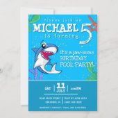 Invitation Requin Bleu Océan Enfants N'importe quel âge Anniv (Devant)