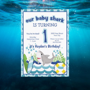 Invitation Requin de plage océanique coloré 1er anniversaire