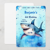 Invitation Requin du 6e anniversaire (Devant / Derrière)