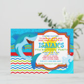 Invitation Requin Fête Piscine - Eau (Debout devant)